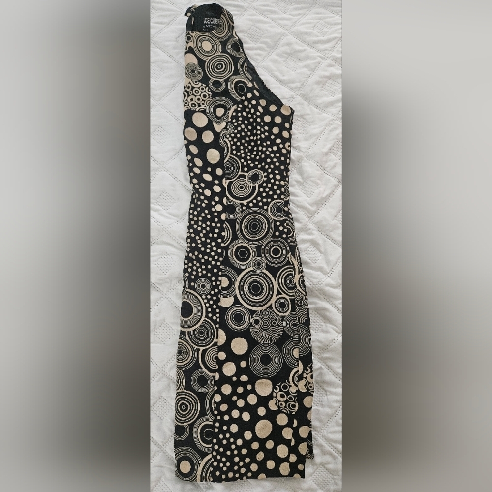 🌟 Black White Retro Sleeveless Geometric Circle Print Patterned Dress Size 2🌟 - Picture 10 of 10